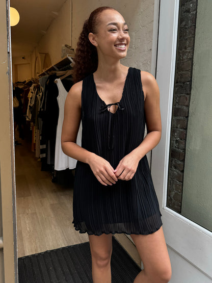 Libby Plisse Mini Dress in Black