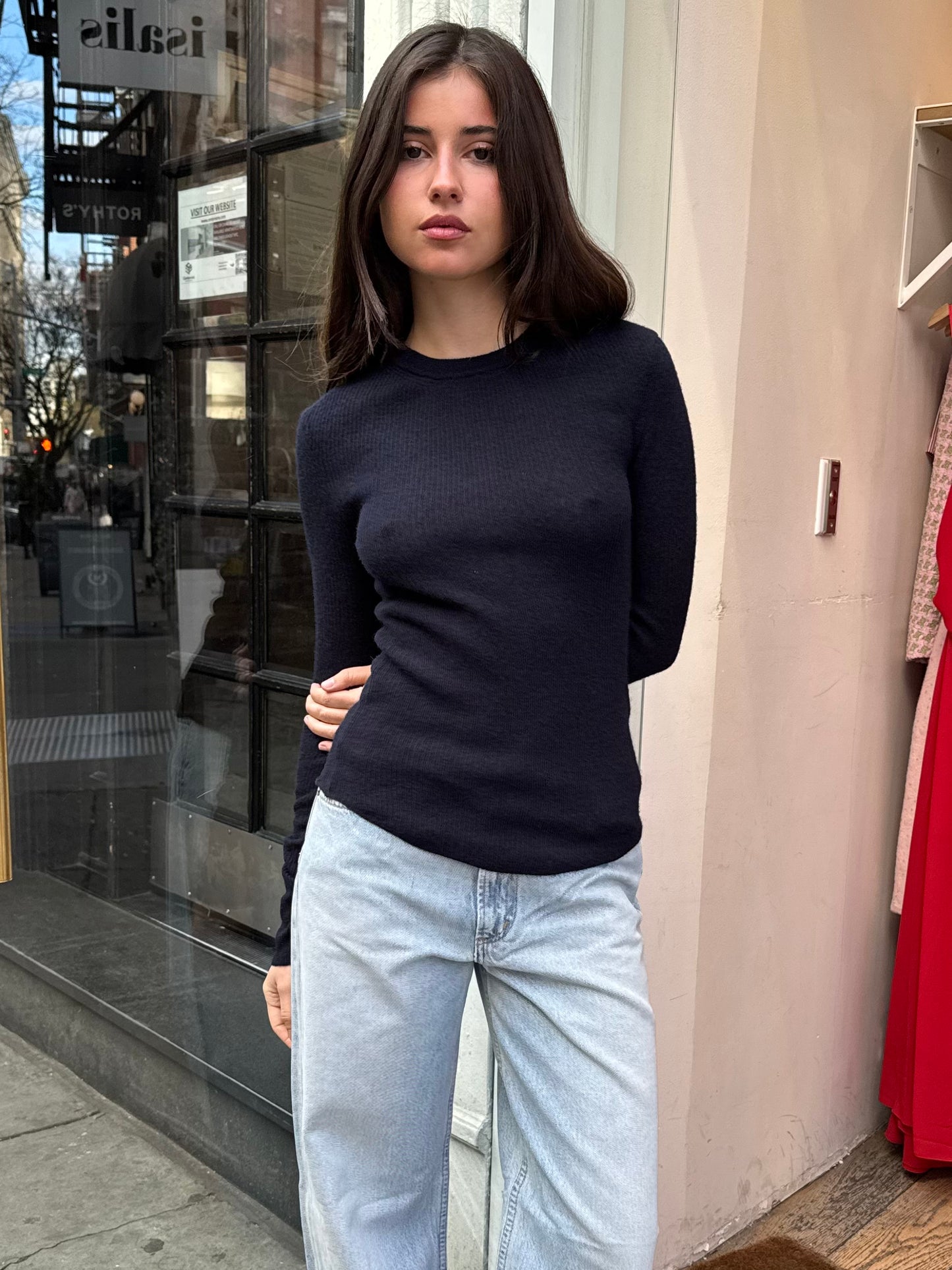 Alessia Crewneck Sweater in Navy