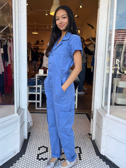 Grover Cargo Jumpsuit in Ocean Blue