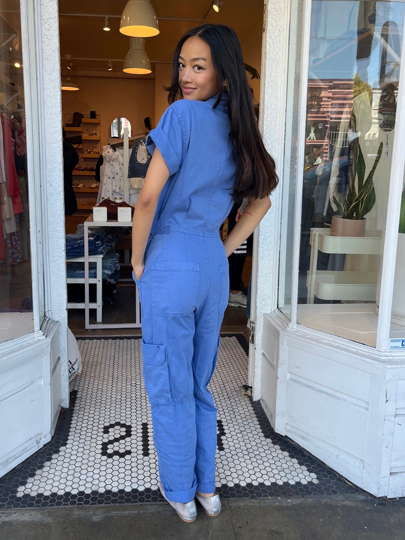 Grover Cargo Jumpsuit in Ocean Blue