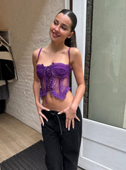 Aleeia Ruffle Corset in Amethyst