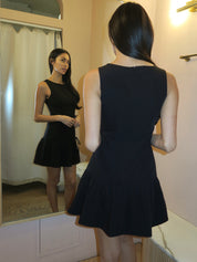 Evelyn Drop Waist Mini Dress in Black