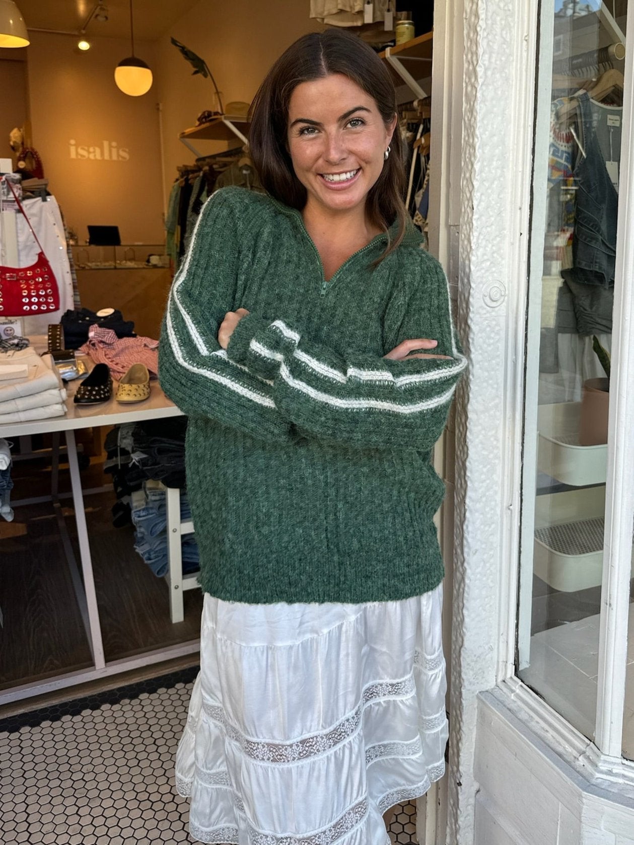 Arroyo Zip Up Sweater in Kale