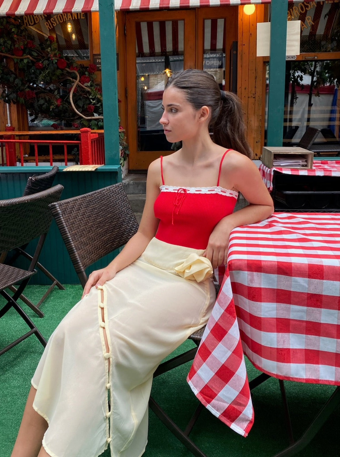 Cherry Knit Top in Red