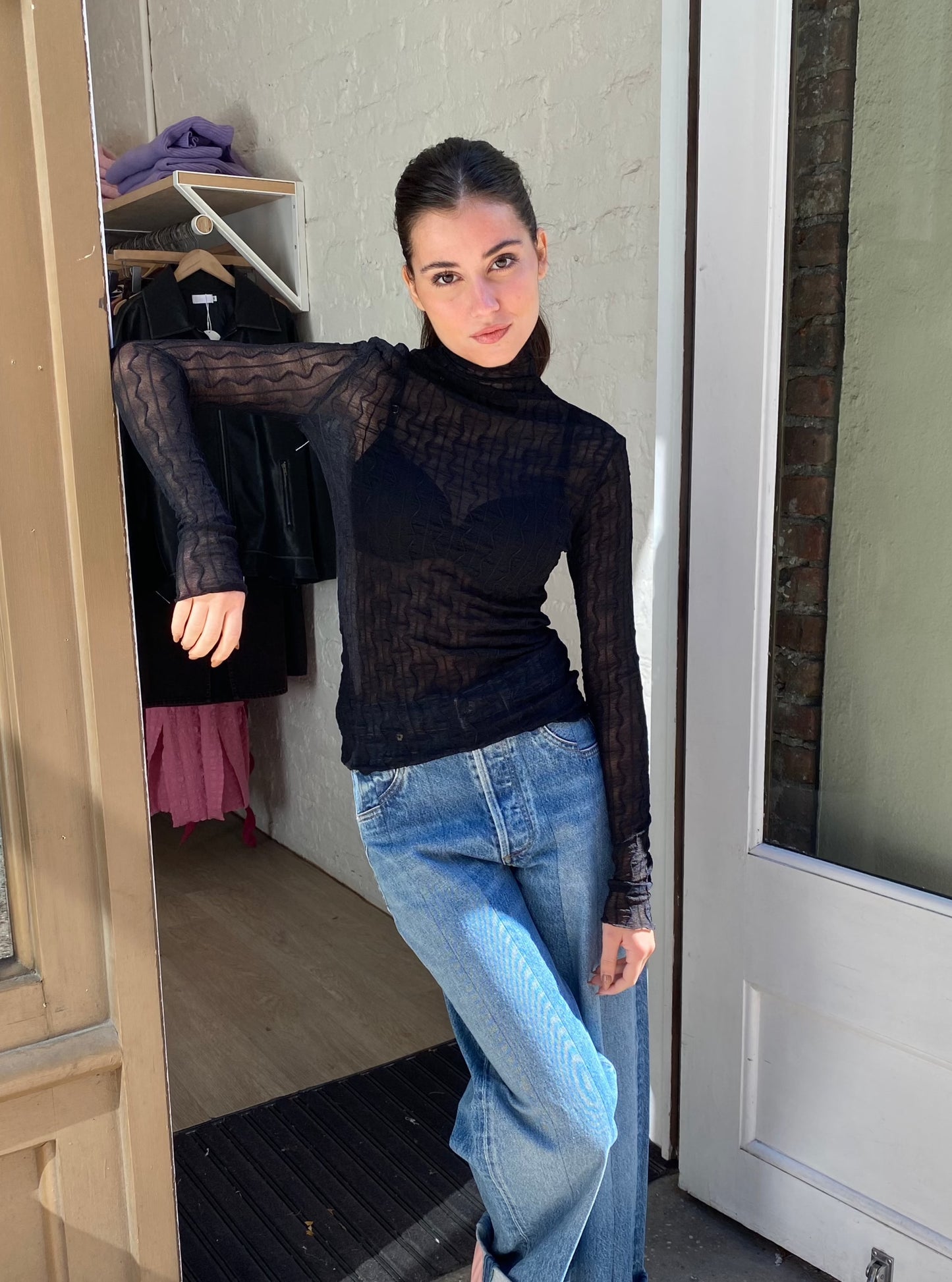 Ross Mockneck Top in Black