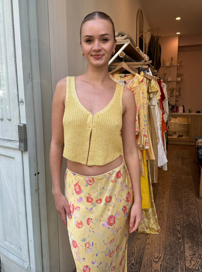 Knit Crop Vest in Yellow