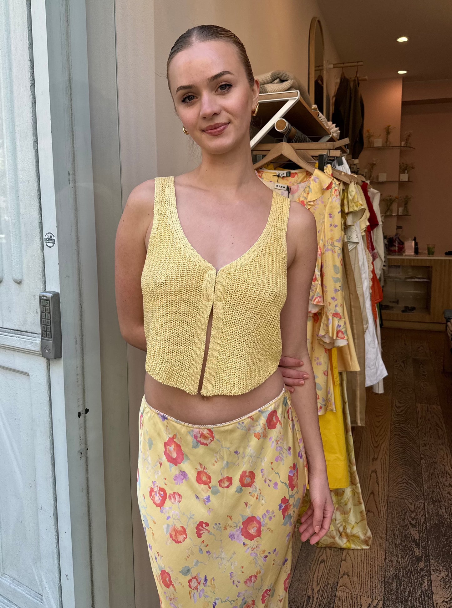 Knit Crop Vest in Yellow