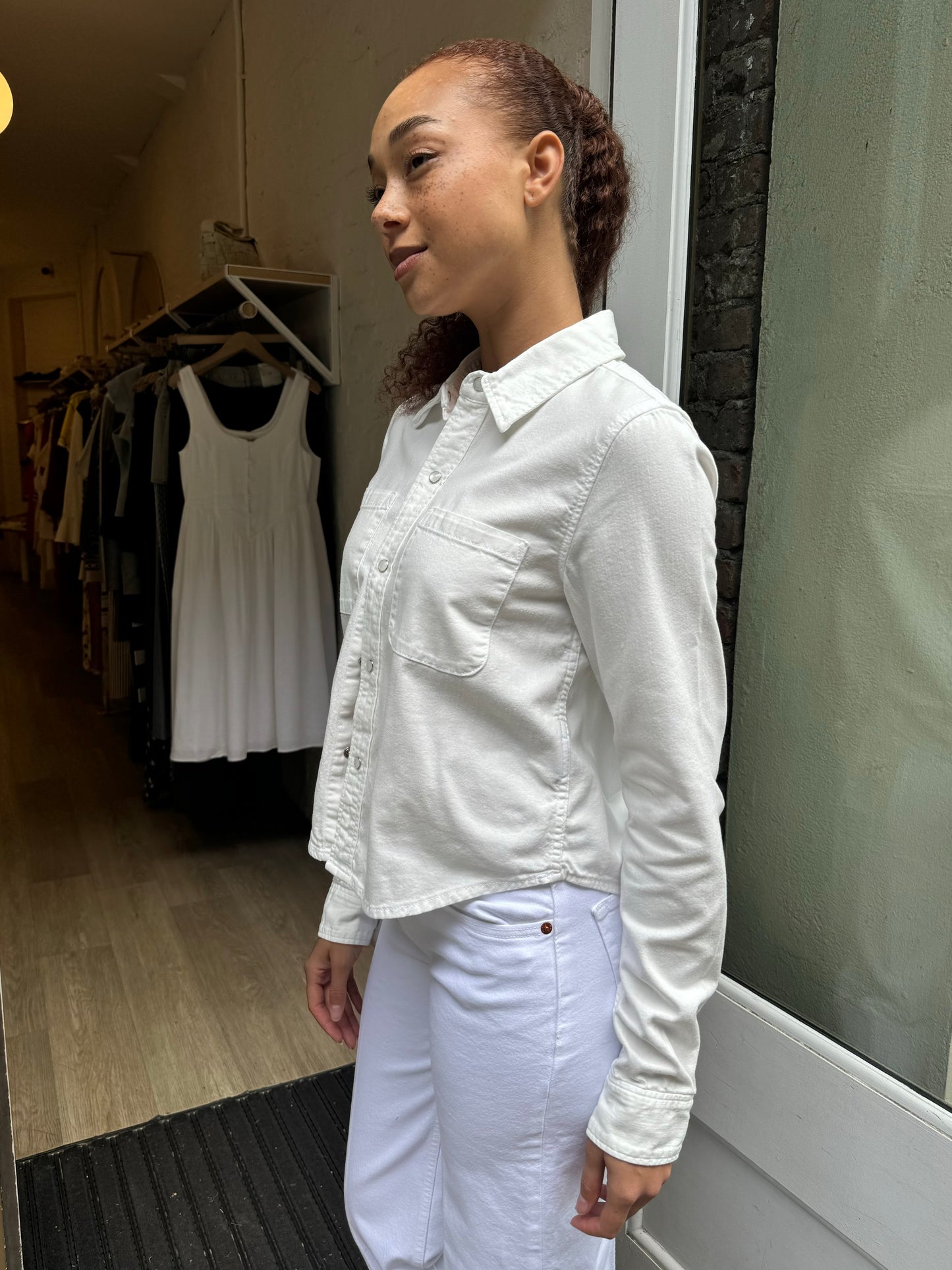 Slim Denim Shirt in White