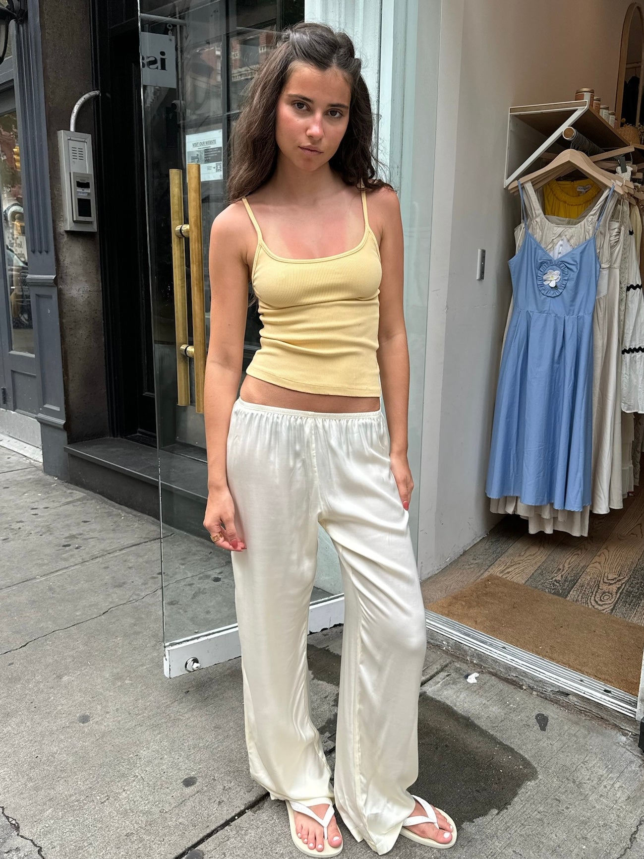 Silky Simple Pant in Creme