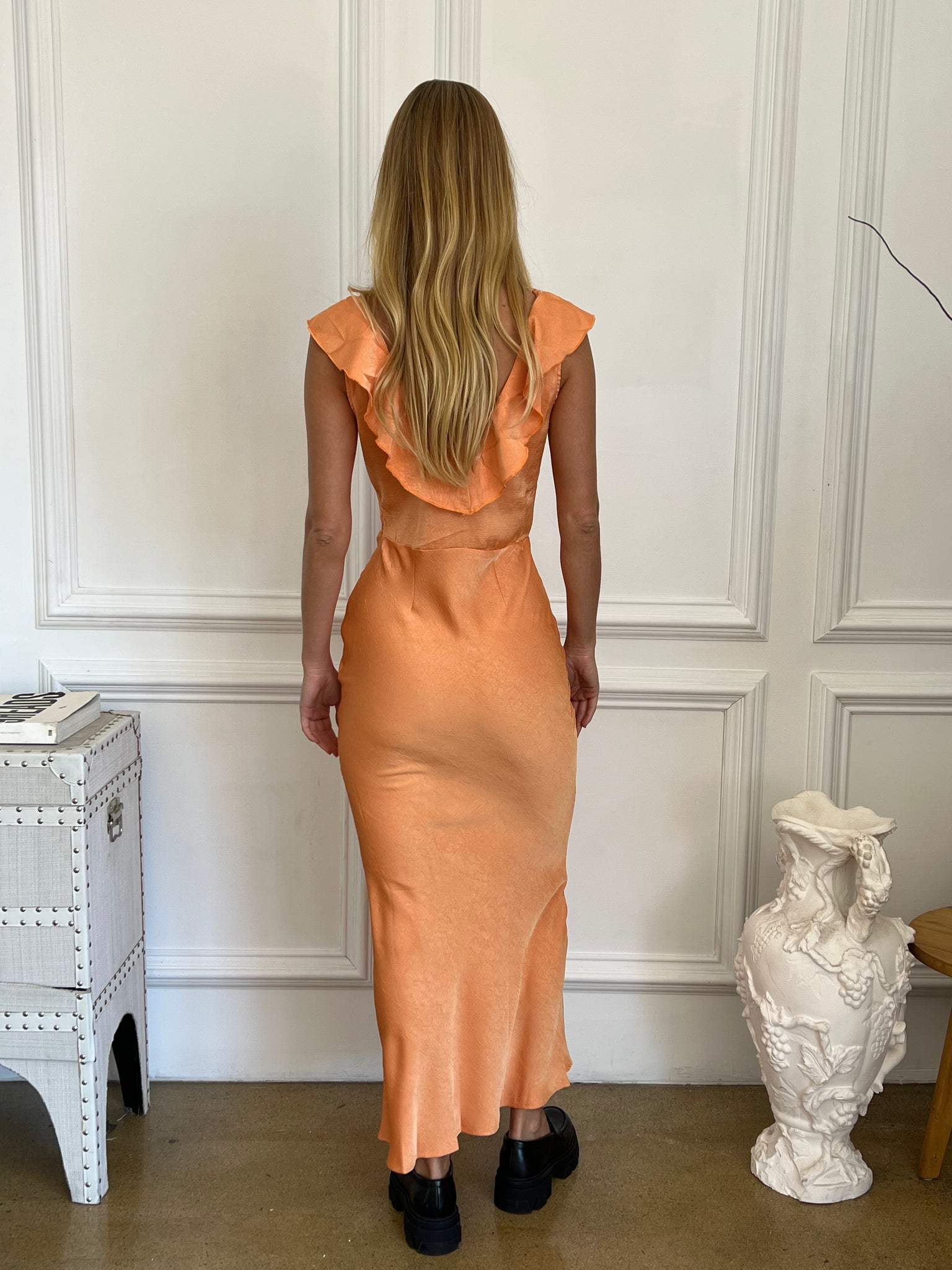 Burnt orange outlet satin maxi dress