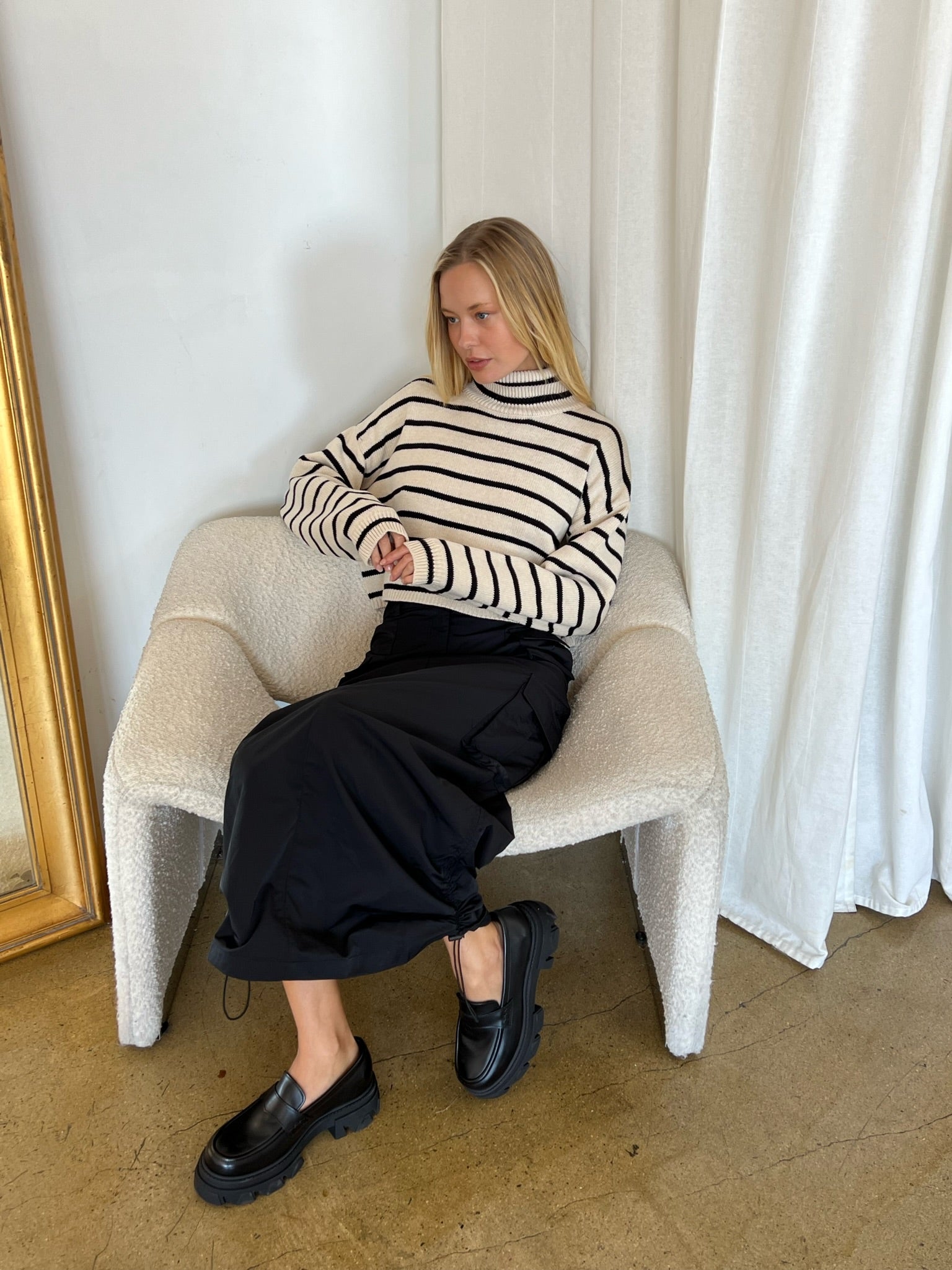 Talbot Turtleneck Knit Top in Stripe