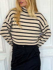 Talbot Turtleneck Knit Top in Stripe