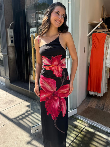 Nicole Maxi Dress in Black Floral