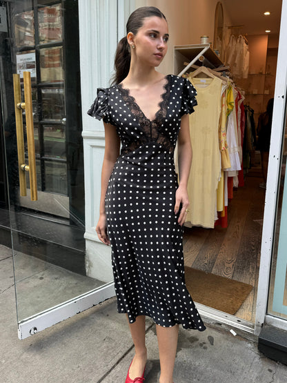 Susie Polka Dot Midi Dress in Black