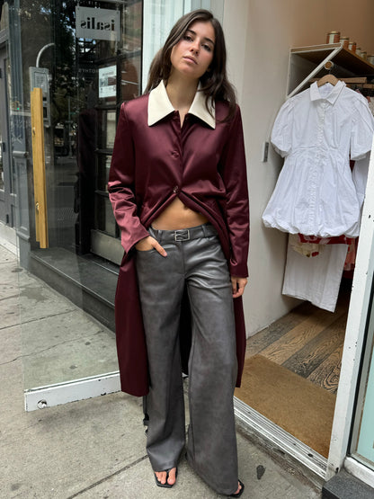 Chelsea Coat in Satin Burgundy