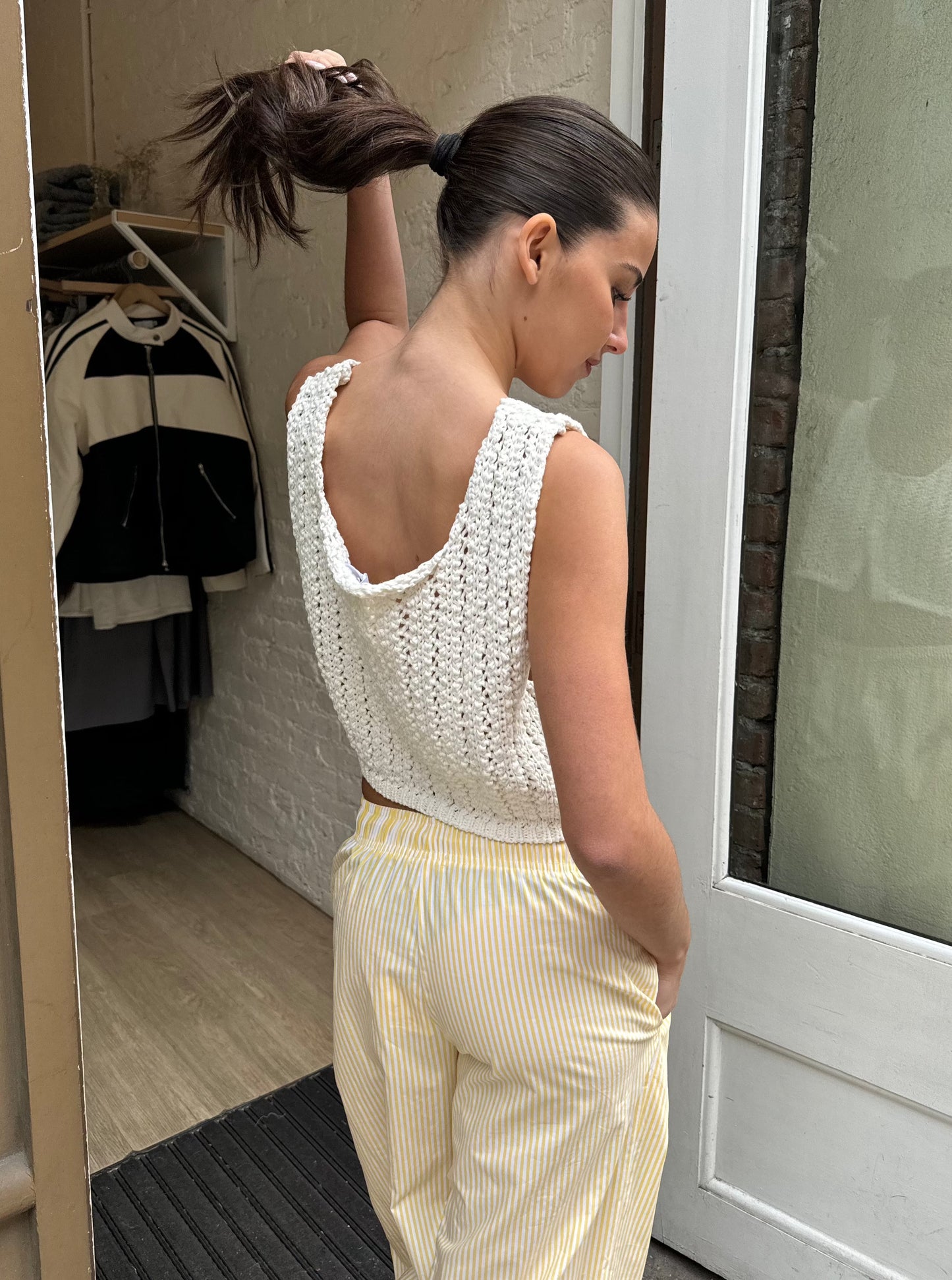 Billie Knit Crop Tank in White