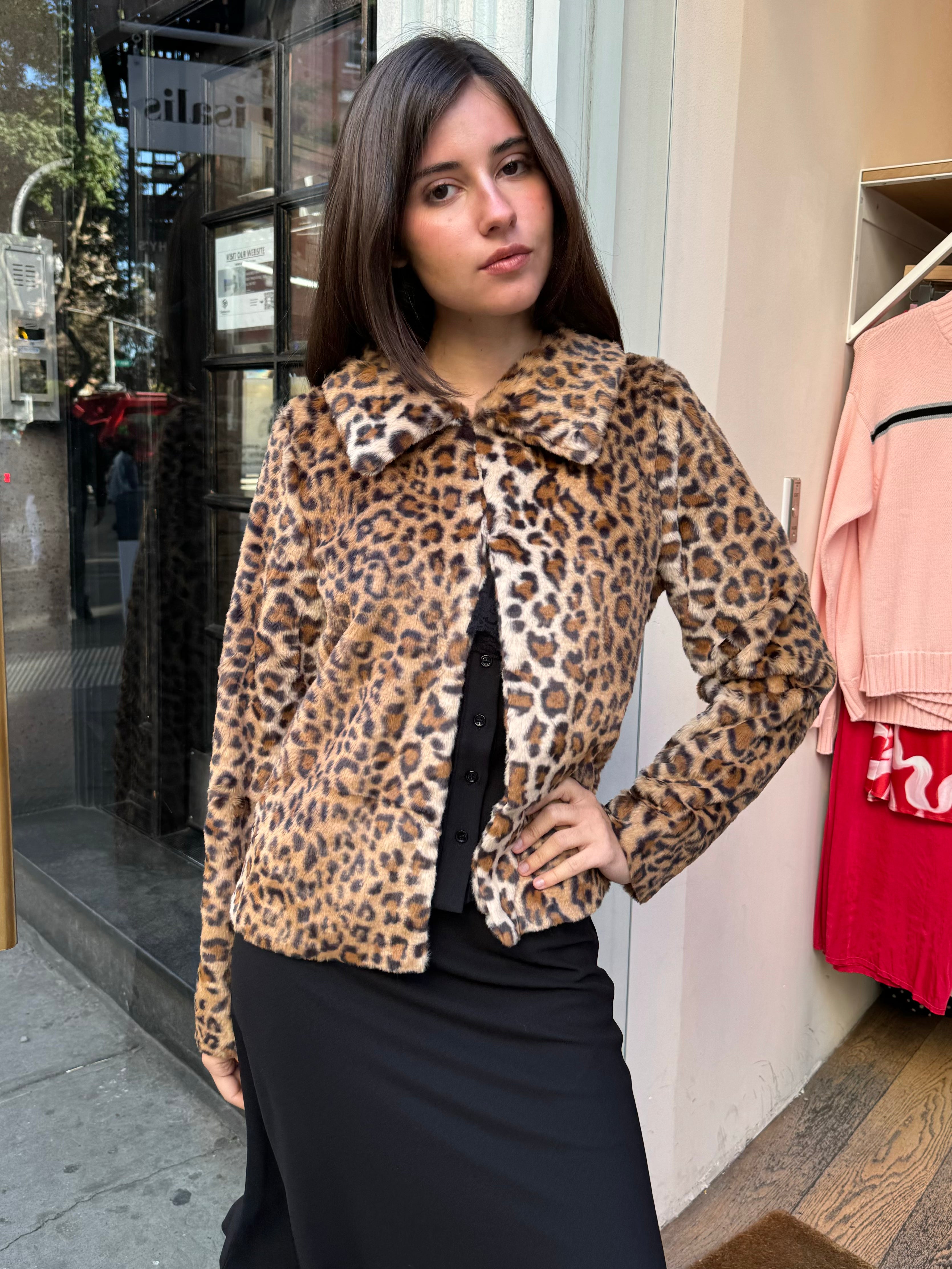 Peyton Fur Jacket in Leopard