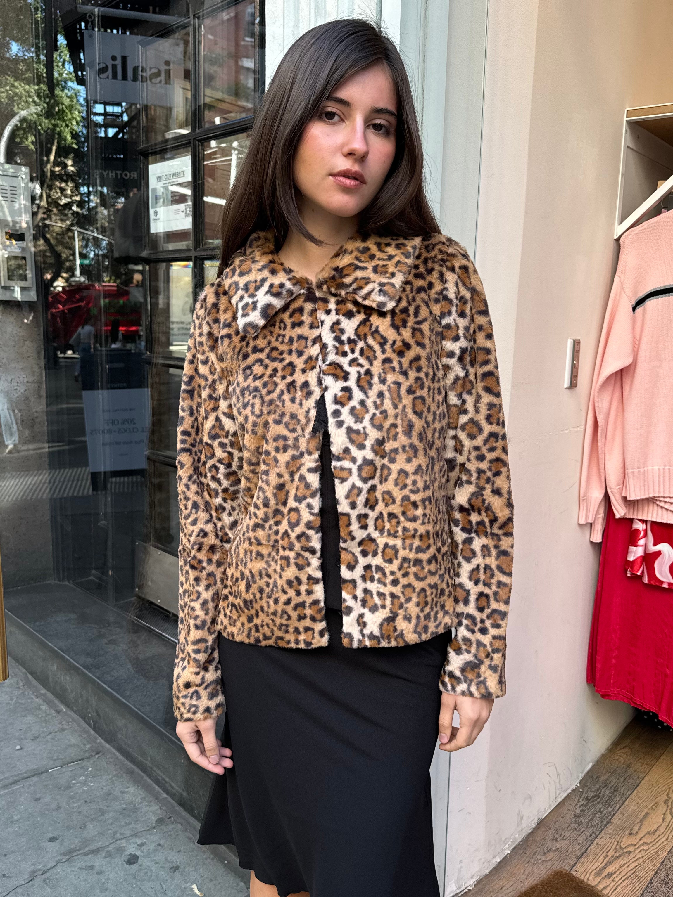 Peyton Fur Jacket in Leopard