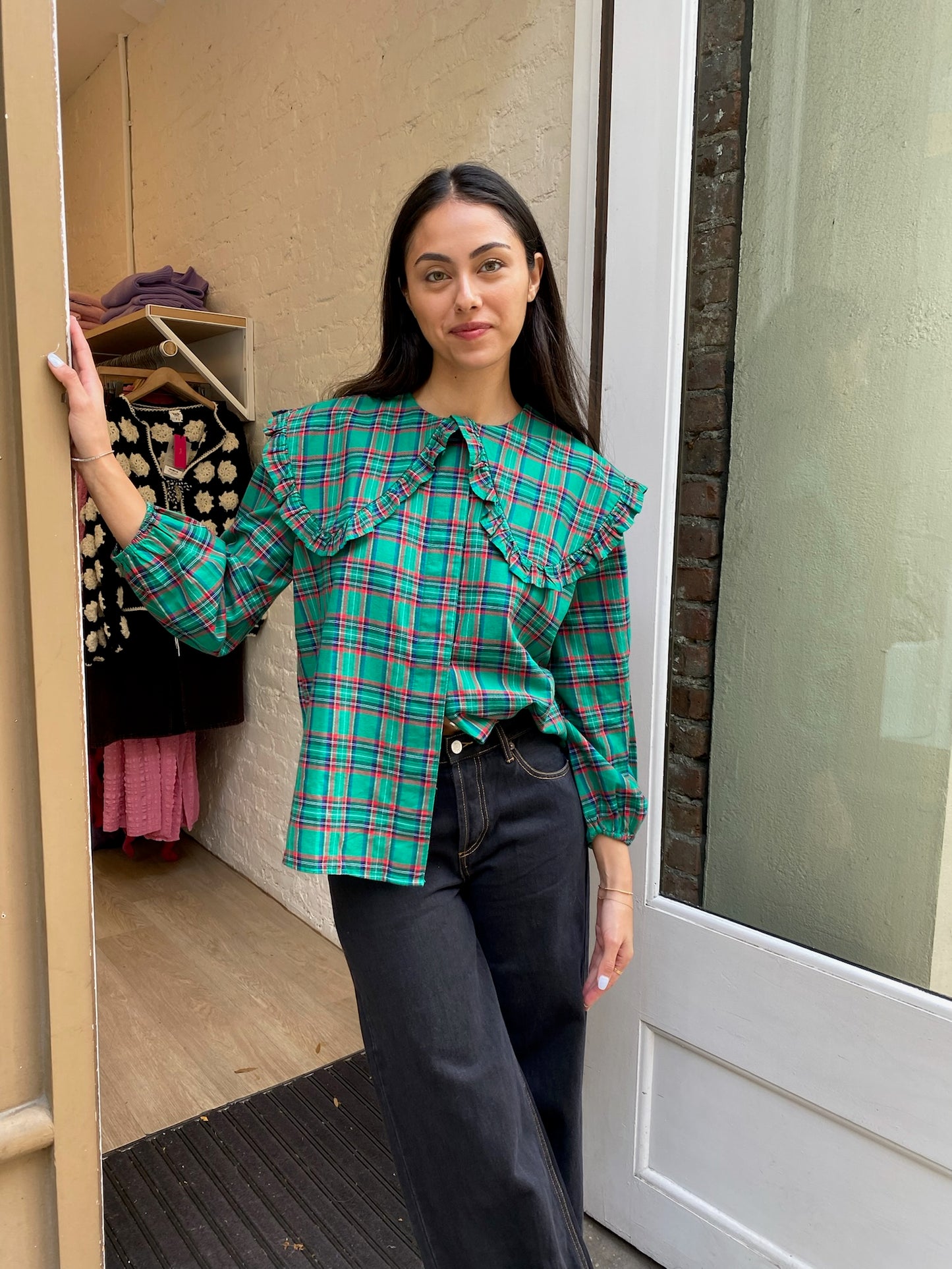 Lola Blouse in Green Tartan