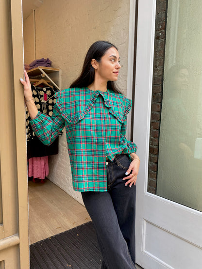 Lola Blouse in Green Tartan