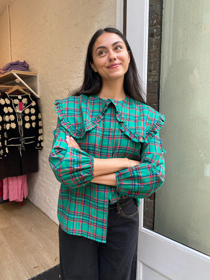 Lola Blouse in Green Tartan