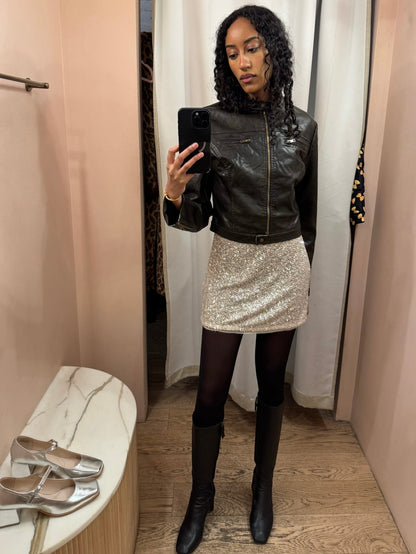 Katya Sequin Mini Skirt in Champagne