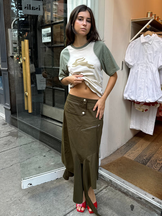 Utility Drape Skirt in Olive