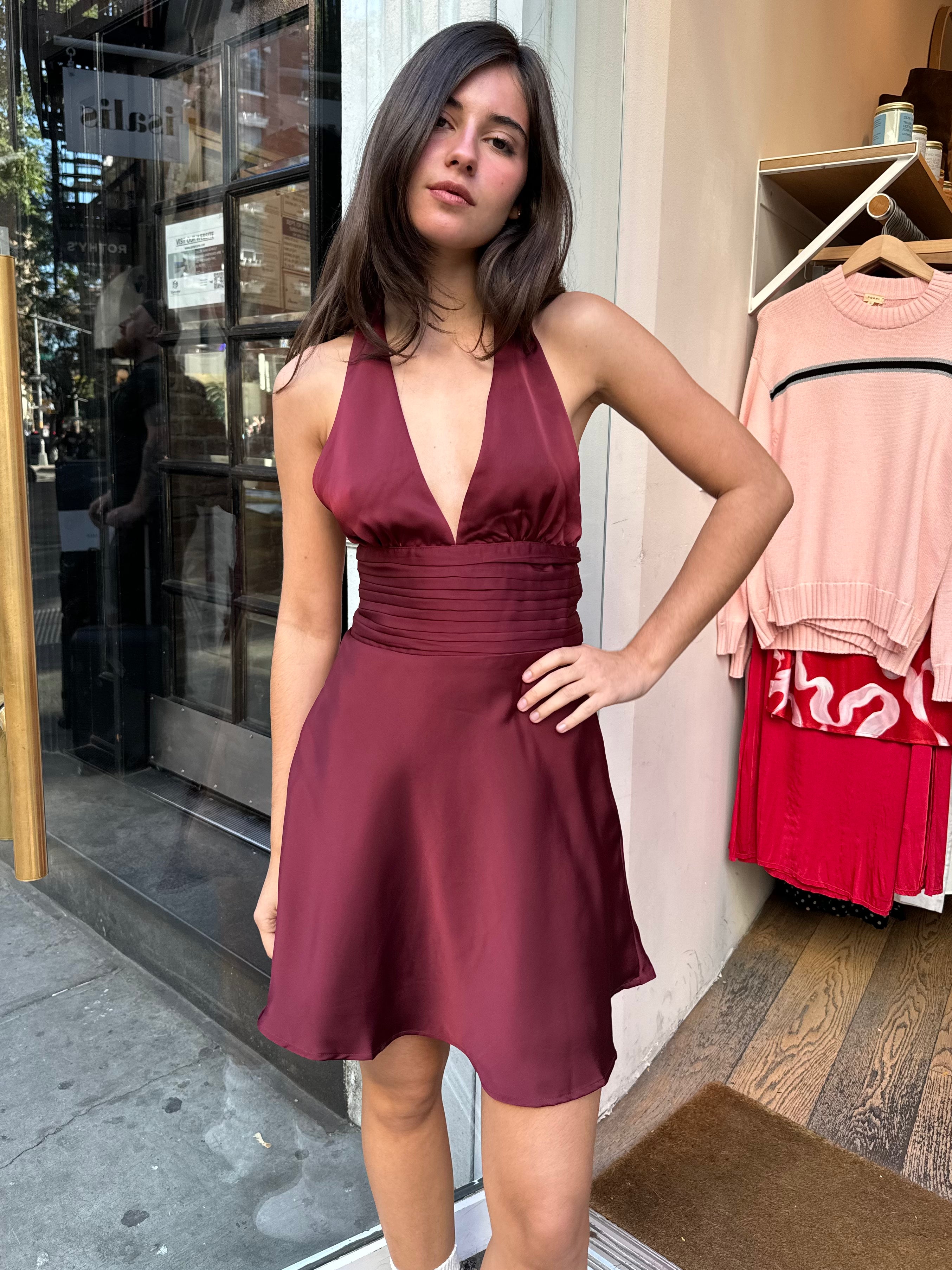 Maddie Halter Mini Dress in Wine