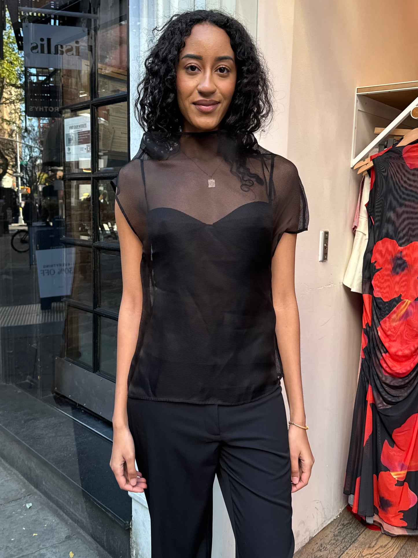 Silk Mesh Top in Black