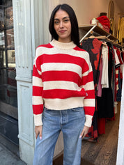 Zoe Cotton Sweater in Red Stripe