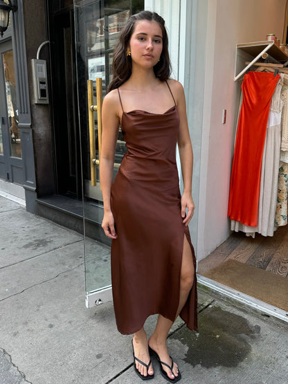 Gaia Dress in Chocolate Brown