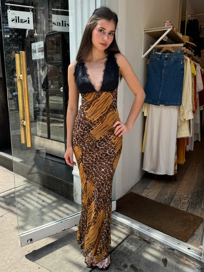 Brazil Lace Slip Maxi in Leopard