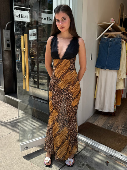 Brazil Lace Slip Maxi in Leopard