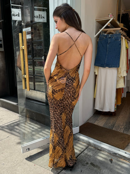 Brazil Lace Slip Maxi in Leopard