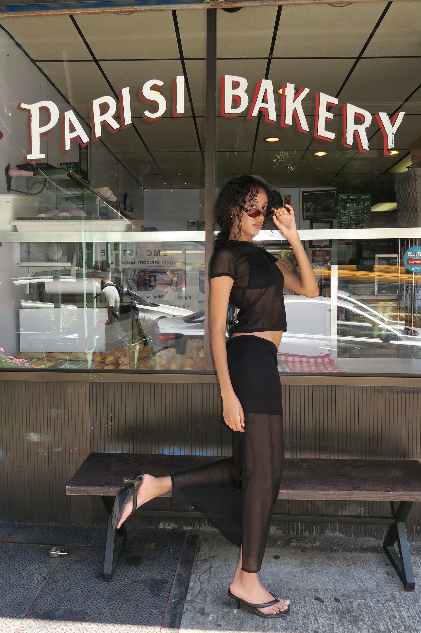 Sheer Column Skirt in Black