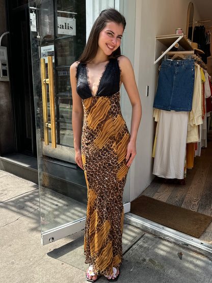 Brazil Lace Slip Maxi in Leopard