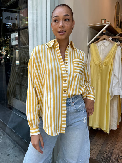 Miles Shirt in Mustard Stripe