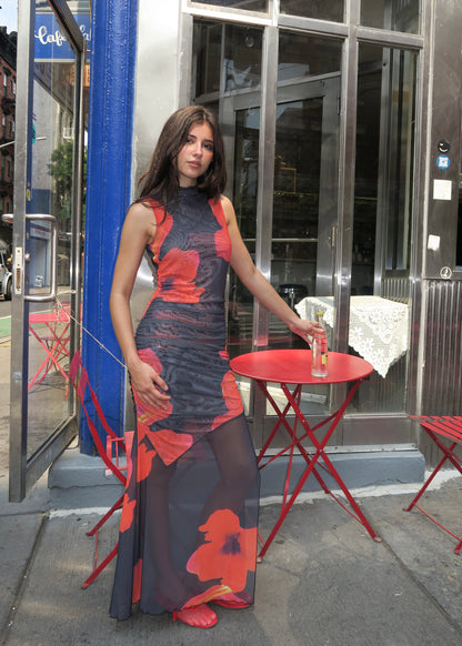 Floral Mesh Dress in Black