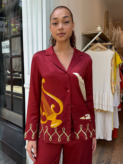 Cady Embroidered Shirt in Merlot Cygnus and Lyra