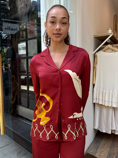 Cady Embroidered Shirt in Merlot Cygnus and Lyra