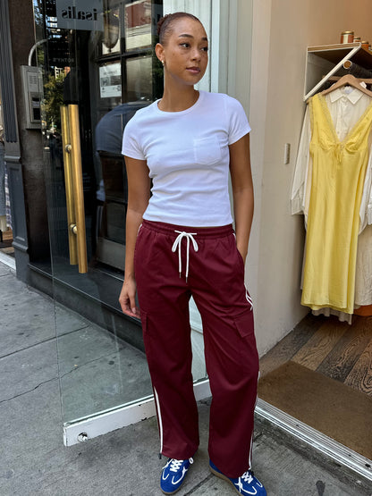 Betty Track Pants in Burgundy Stripe