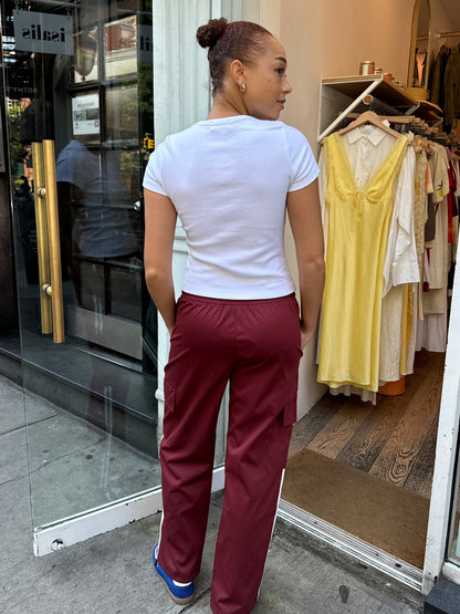 Betty Track Pants in Burgundy Stripe