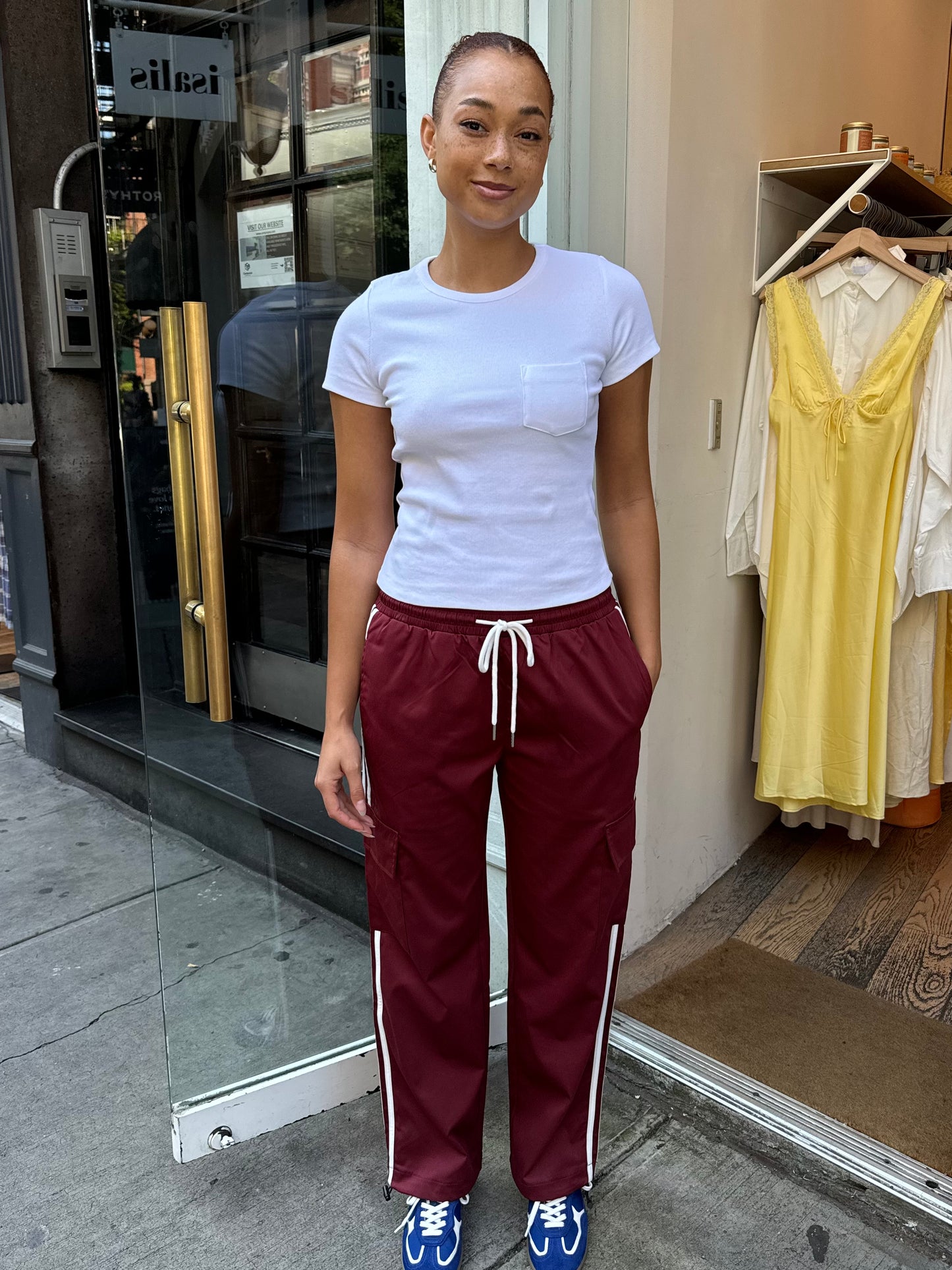 Betty Track Pants in Burgundy Stripe