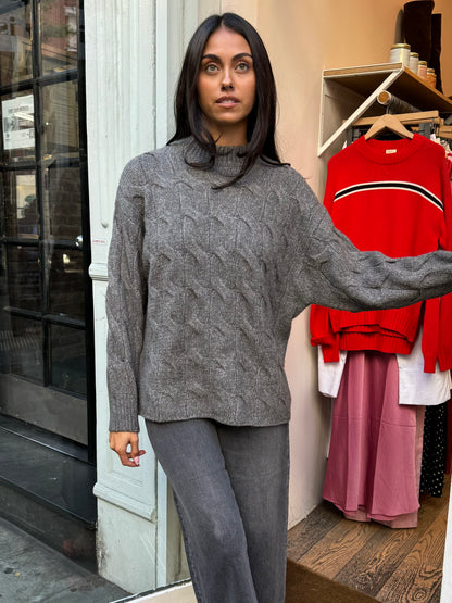 Bradley Cable Knit Sweater in Grey