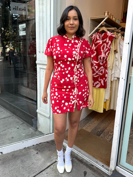 Harlow Mini Dress in Red Tulip