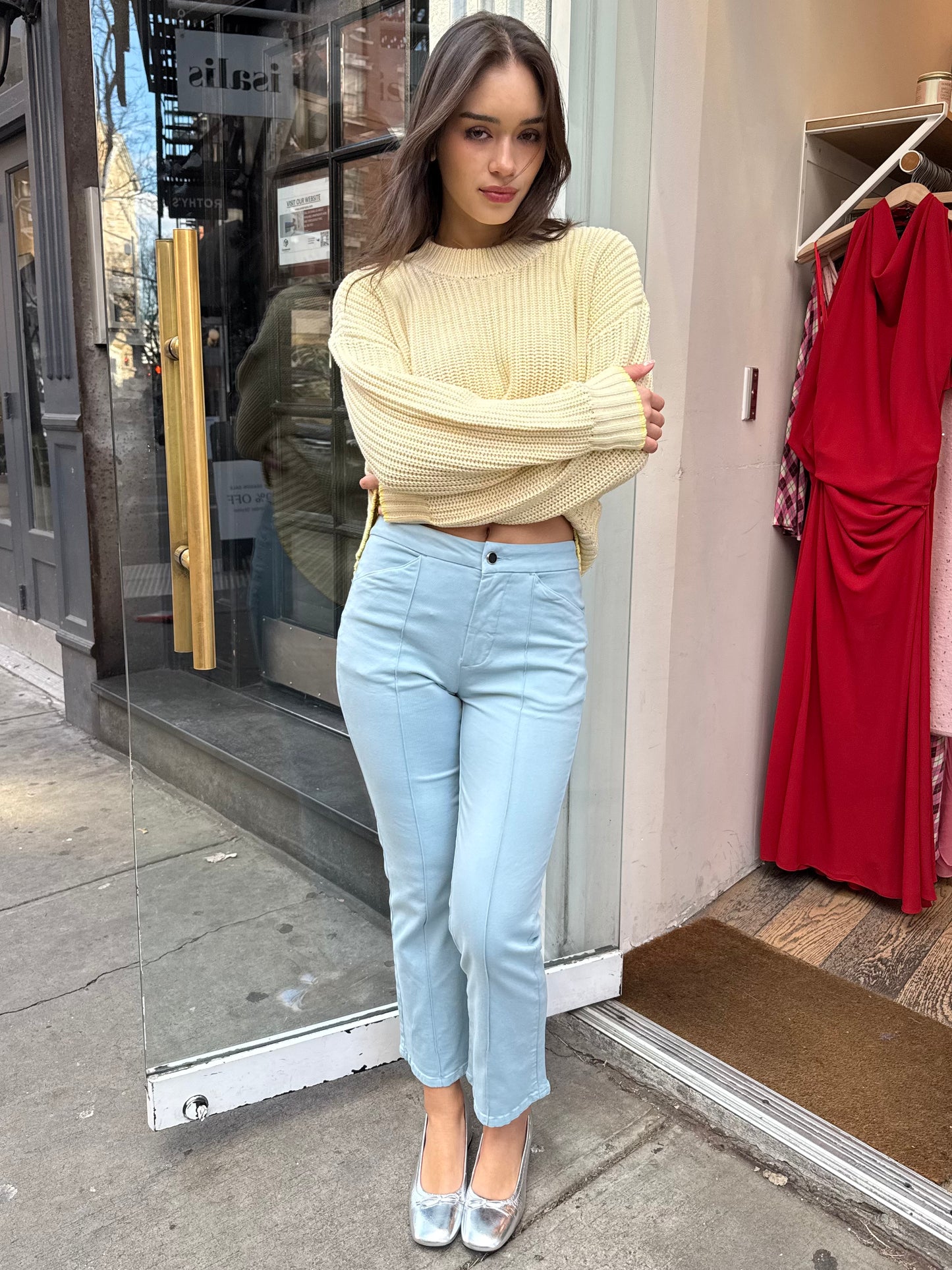 Simone Kick Flare Pants in Frost Blue