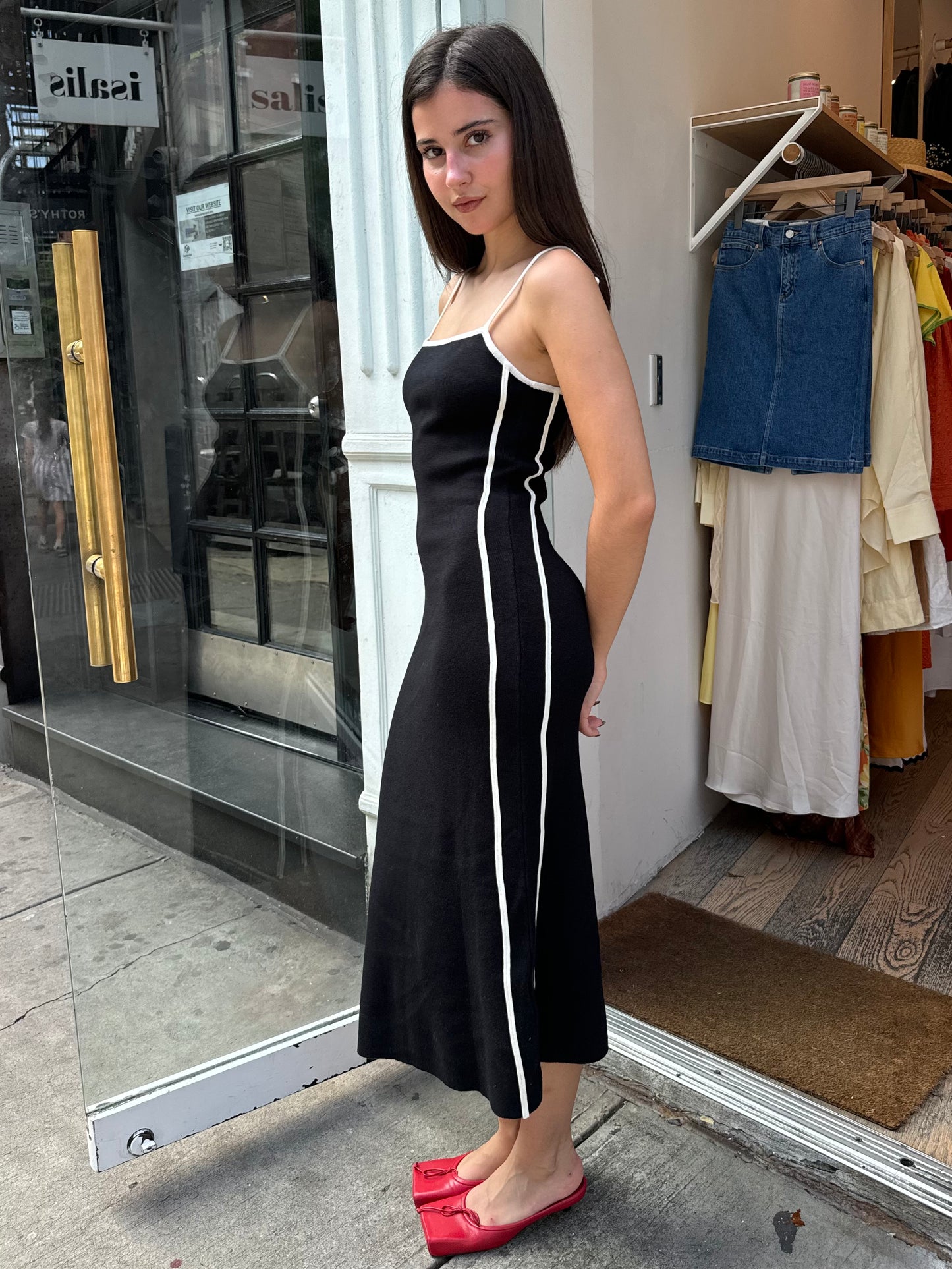 Donaldson Midi Dress in Black & White