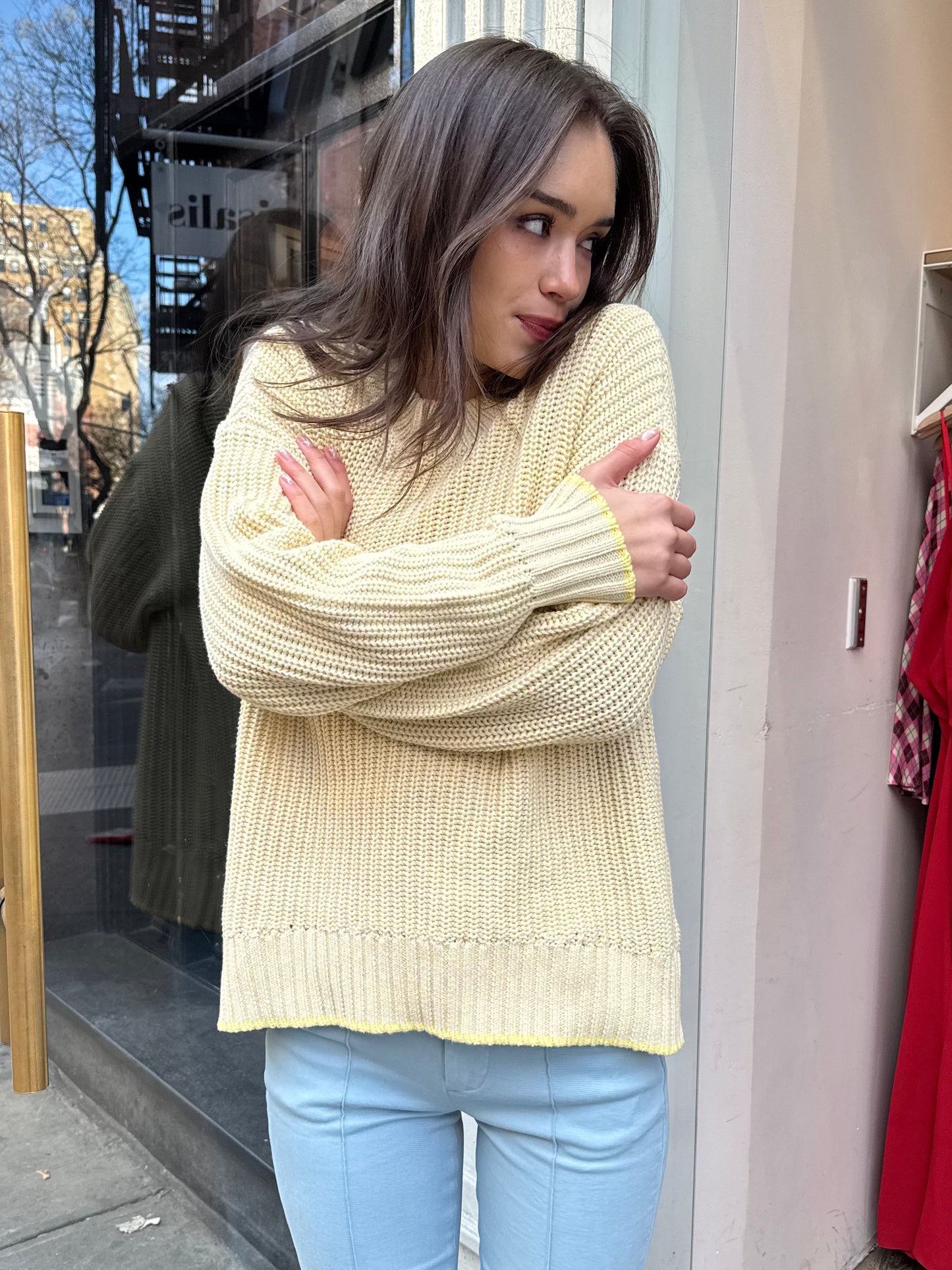 Tina Pullover Sweater in Soft Yellow Marl