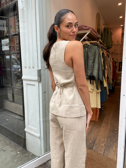 Maya Vest in Natural Linen