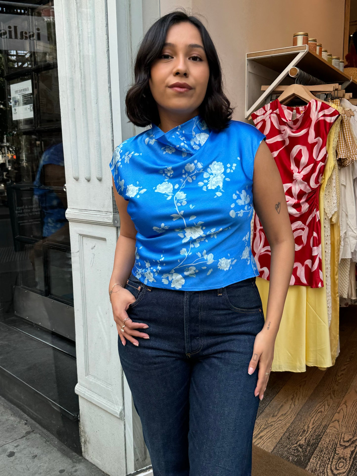 Monika Top in Blue Floral